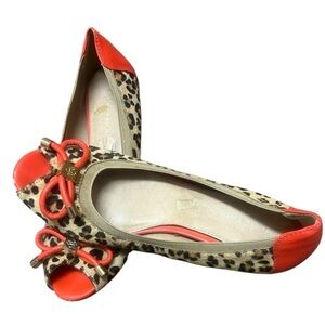 BCBG Generation 7.5 Leopard Print/orange Ballet Flats- good condition with wear